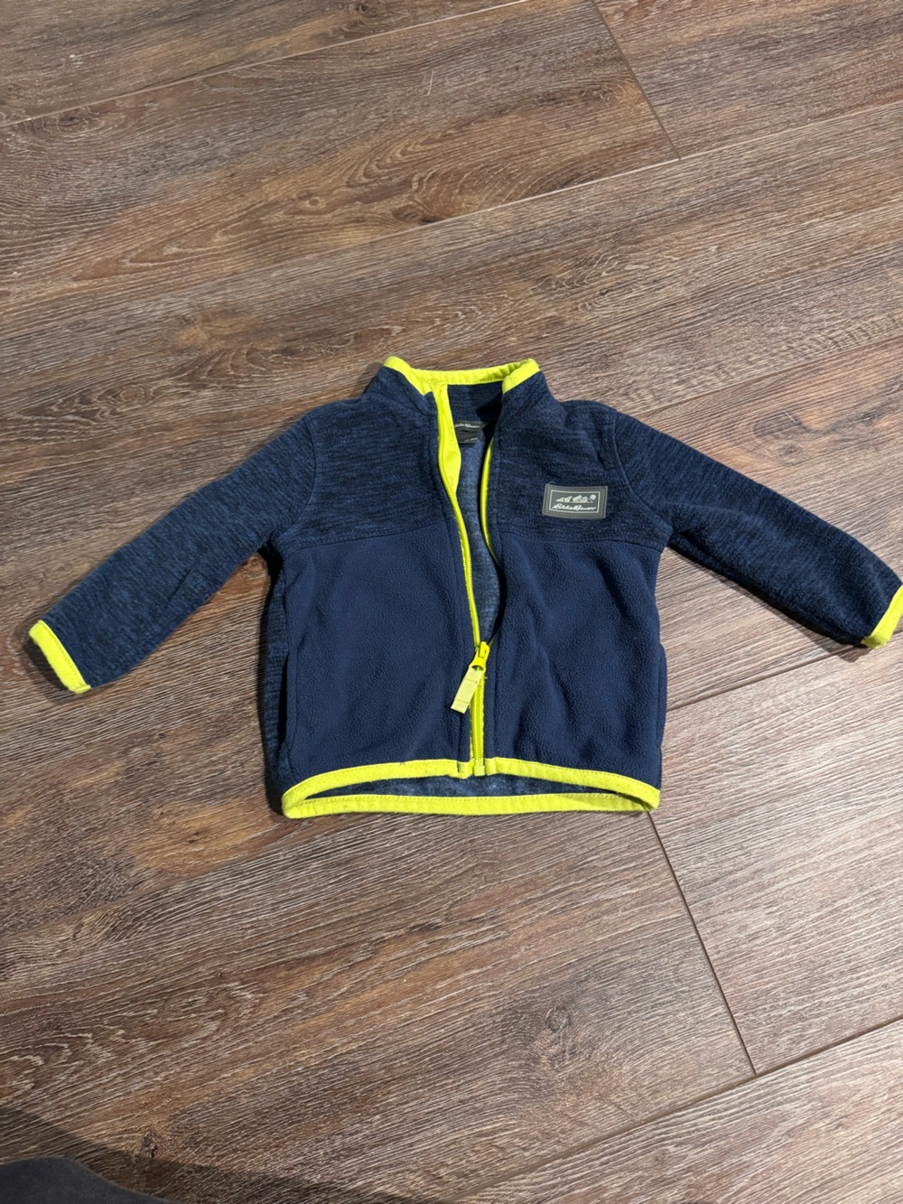 Eddie Bauer Navy Fleece Jacket with Lime Accents baby 12 months